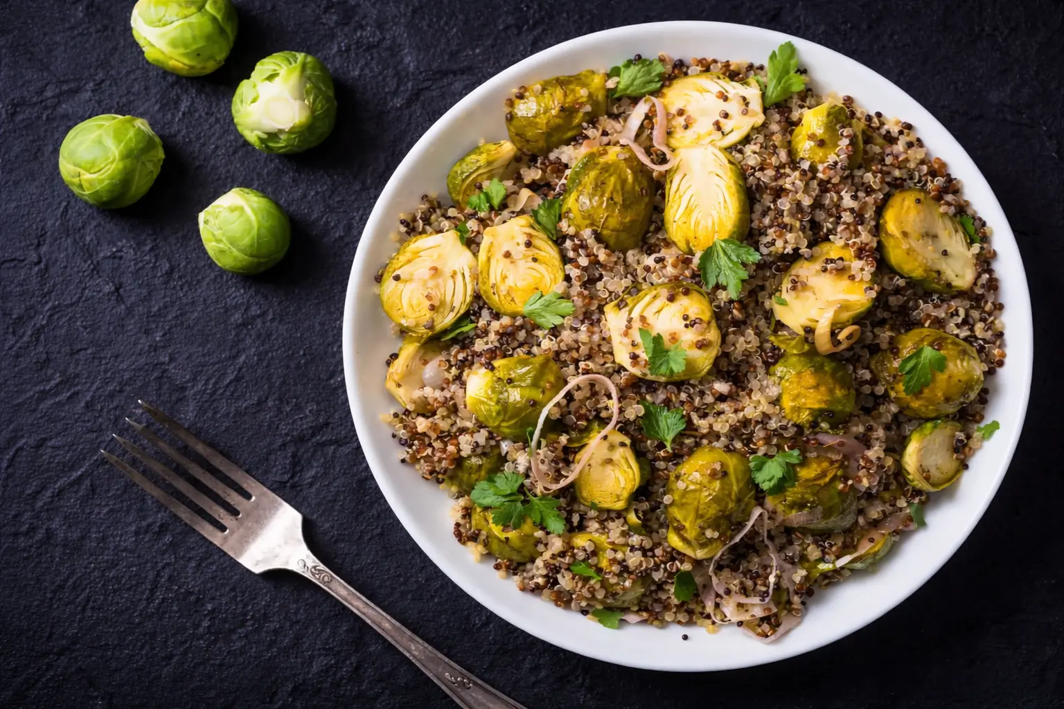 Quinoa salad with Brussels sprouts